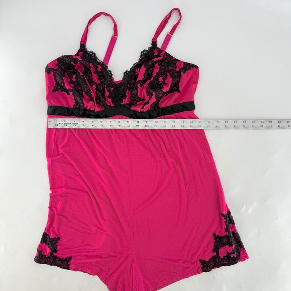 Soma Romper Pink Black Lace Trim Sleeveless Lingerie Sleepwear XLarge XL - Picture 7 of 8
